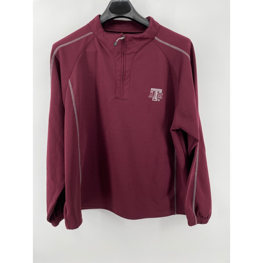 Texas A&M Quarter Zip Pullover Sweatshirt Mens XL Maroon Aggie Logo *See Note